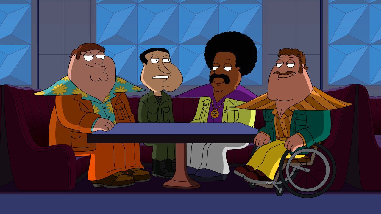 (v.l.n.r.) Peter Griffin; Glenn Quagmire; Cleveland Brown; Joe Swanson - Bildquelle: 2018-2019 Fox and its related entities. All rights reserved.