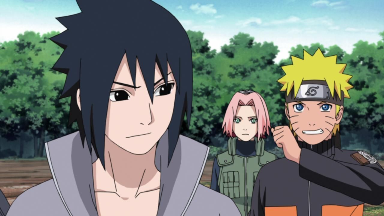 (v.l.n.r.) Sasuke Uchiha; Sakura Haruno; Naruto Uzumaki - Bildquelle: © 2002 MASASHI KISHIMOTO / 2007 SHIPPUDEN All Rights Reserved.