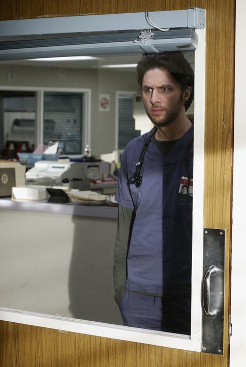 Während der Arbeit sieht J.D. (Zach Braff)  merkwürdige Kreaturen ... - Bildquelle: Touchstone Television