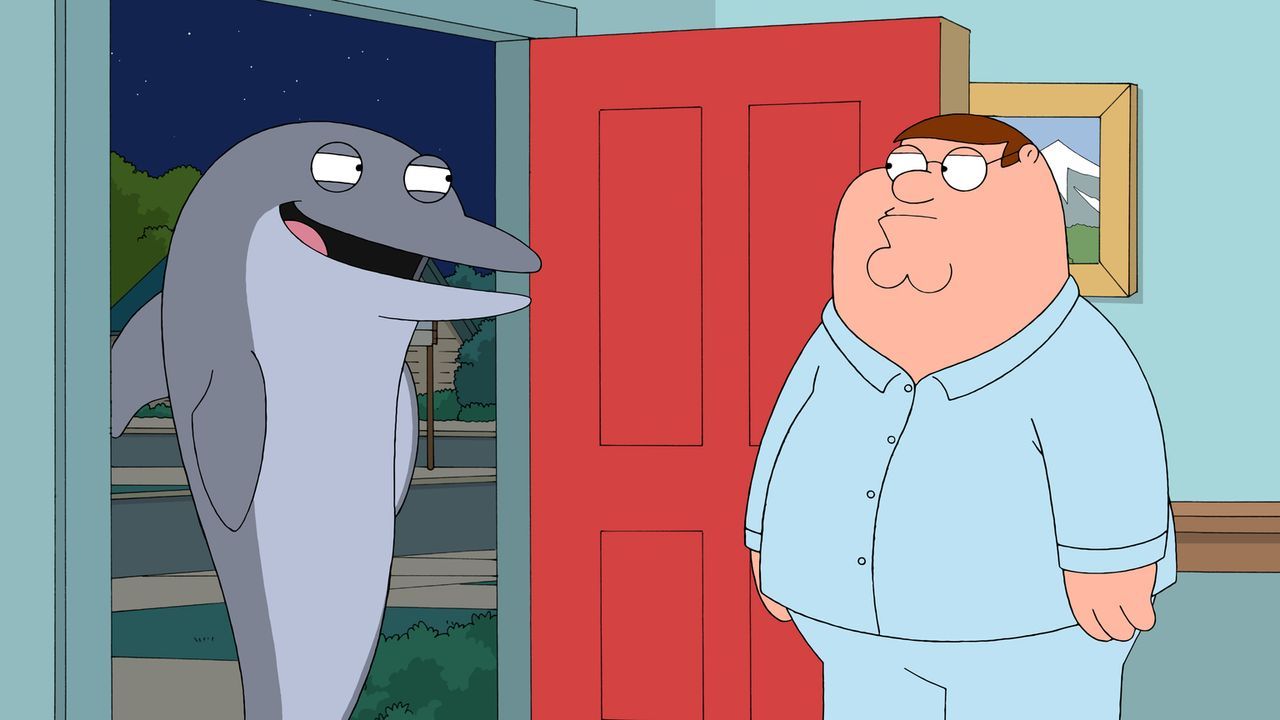 Für seine Hilfe erwartet der Delfin Billy (l.) eine Gegenleistung, und so muss Peter (r.) den Delfin bei sich einziehen lassen ... - Bildquelle: 2011 Twentieth Century Fox Film Corporation. All rights reserved.