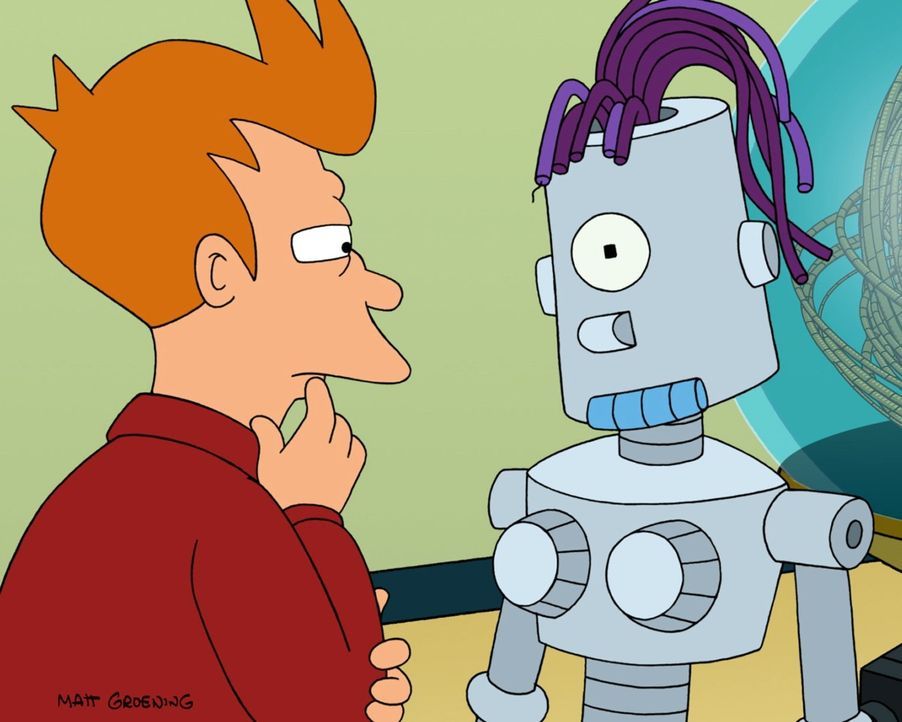 Erste Versuche von Fry (l.), einen Roboter zu bauen, der exakt Leelas Aussehen hat, gehen in die Hose ... - Bildquelle: 2003 Twentieth Century Fox Film Corporation. All rights reserved.