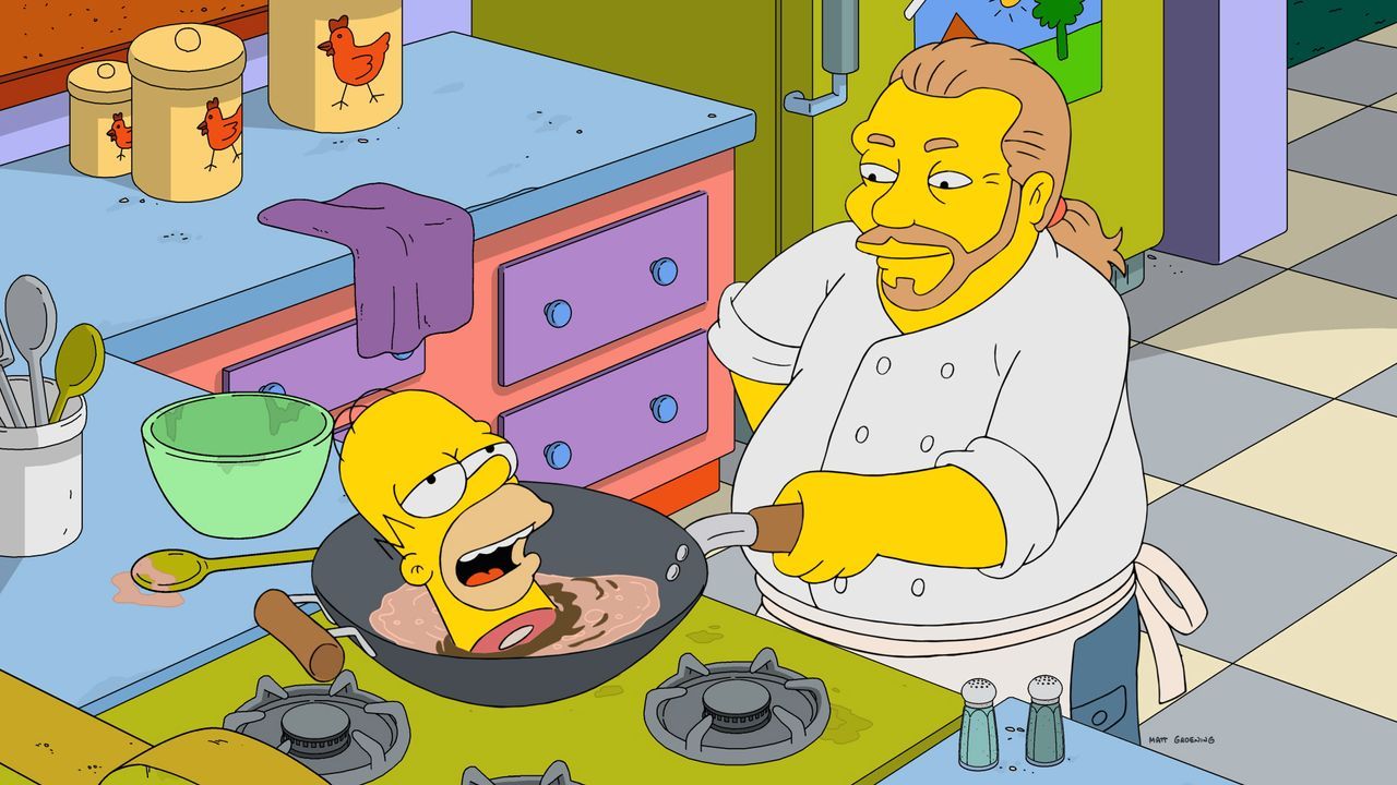 Homer (l.); Mario Batali (r.) - Bildquelle: © 2017-2018 Fox and its related entities. All rights reserved.