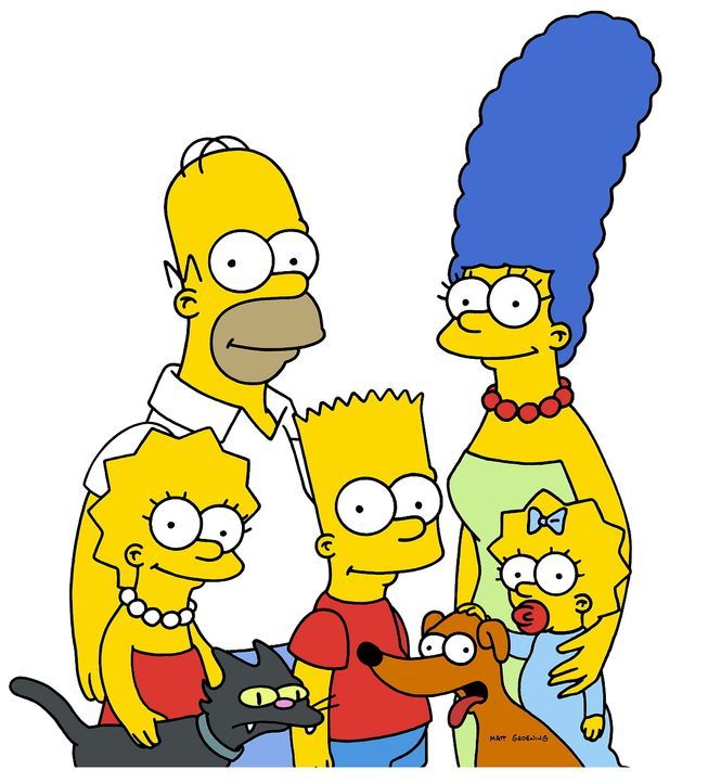 (13. Staffel) - Gemeinsam ist die Familie Simpsons unschlagbar: (v.l.n.r.) Lisa, Kater Schneeball, Homer, Bart, Hund Knecht Ruprecht, Marge und Magg... - Bildquelle: © und TM Twentieth Century Fox Film Corporation - Alle Rechte vorbehalten