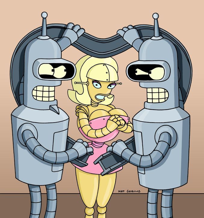Angleene (M.) gesteht Bender (r.), dass sie eigentlich Flexo (l.) liebt ... - Bildquelle: und TM Twenthieth Century Fox Film Corporation - Alle Rechte vorbehalten