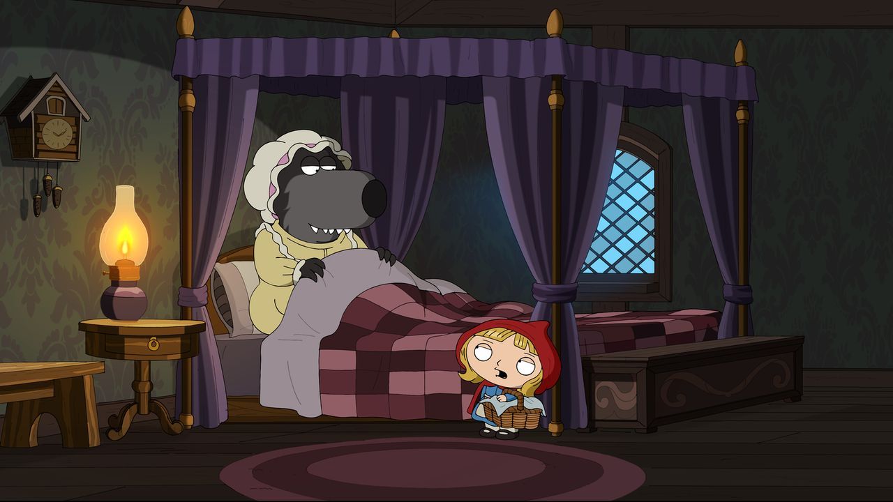 Peter erzählt seinem Sohn Stewie das Märchen Aschenputtel, in dem Stewie (r.) selbst auch vorkommt ... - Bildquelle: 2014 Twentieth Century Fox Film Corporation. All rights reserved.