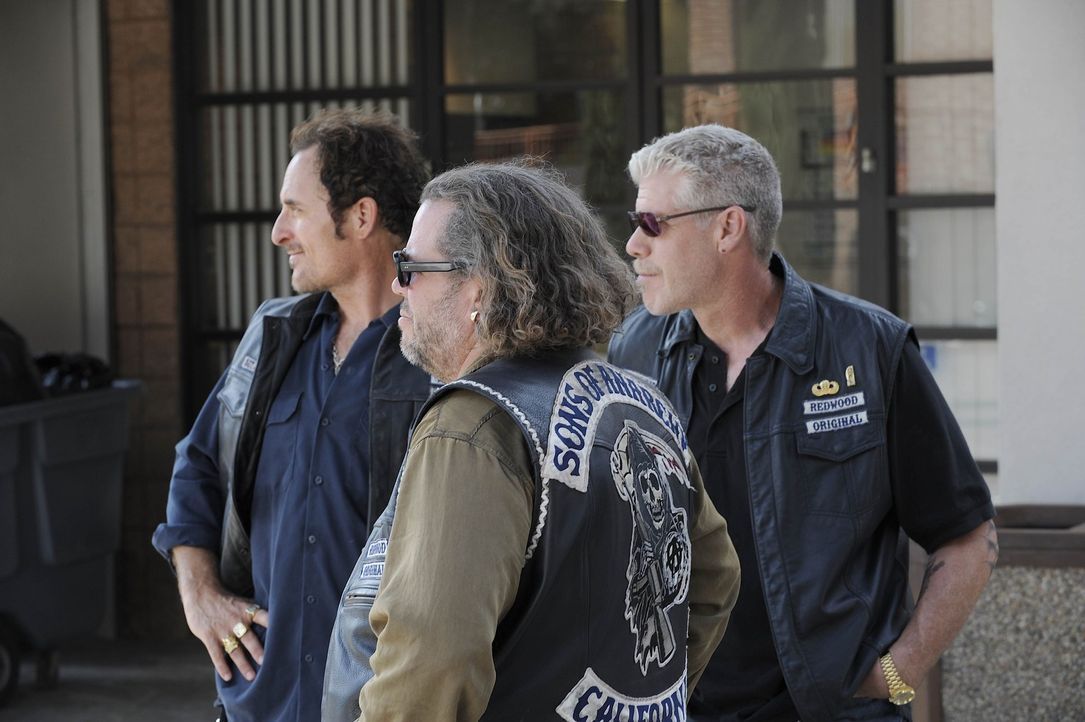 Deputy Chief David Hale macht Bobby (Mark Boone Junior, M.), Tig (Kim Coates, l.) und Clay (Ron Perlman, r.) weiter das Leben schwer ... - Bildquelle: 2008 FX Networks, LLC. All rights reserved.