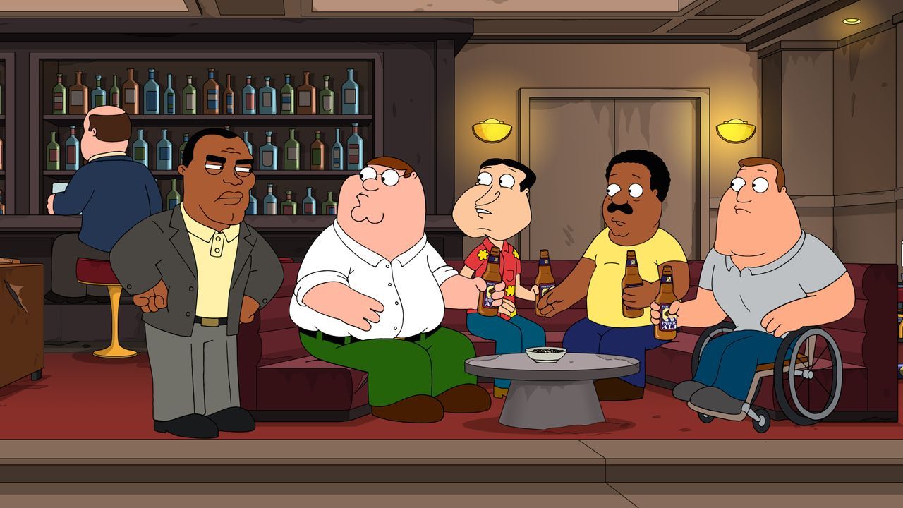 (v.l.n.r.) Preston Lloyd; Peter Griffin; Glen Quagmire; Cleveland Brown; Joe Swanson - Bildquelle: © 2021 20th Television. All rights reserved. 