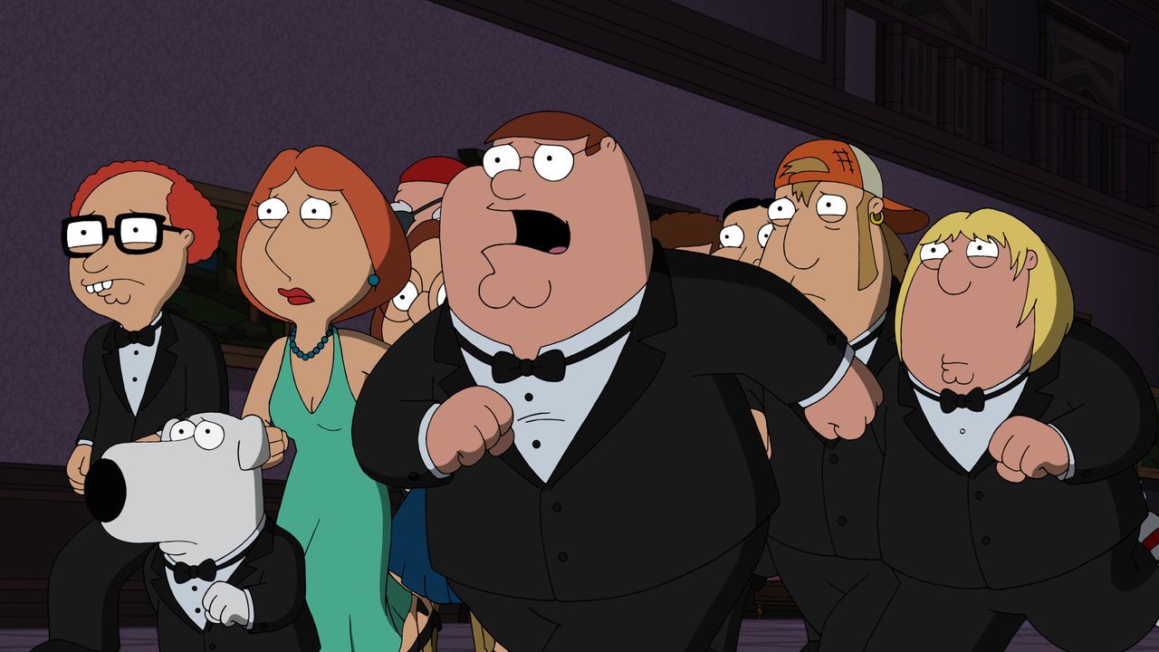 (v.l.n.r.) Mort Goldman; Brian Griffin; Lois Griffin; Peter Griffin; Chris Griffin - Bildquelle: © 2010 Fox and its related entities. All rights reserved.