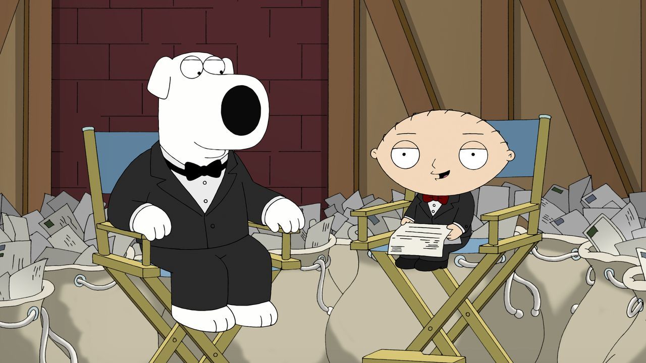 Brian (l.) und Stewie (r.) beschäftigen sich mit den wichtigsten Fan-Fragen ... - Bildquelle: 2011 Twentieth Century Fox Film Corporation. All rights reserved.