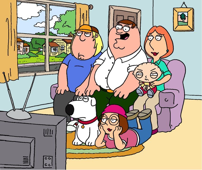 (5. Staffel) - (v.l.n.r.) Die Mittelklasse-Familie: Chris, Brian, Peter, Meg, Stewie und Lois Griffin sind eine fernsehbesessene Familie. - Bildquelle: TM +   2005 Twentieth Century Fox Film Corporation. All Rights Reserved.