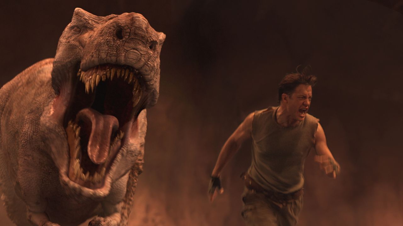 Rennt um sein Leben: Trevor (Brendan Fraser) wird von einem Giganotosaurus gejagt ... - Bildquelle: Warner Bros.