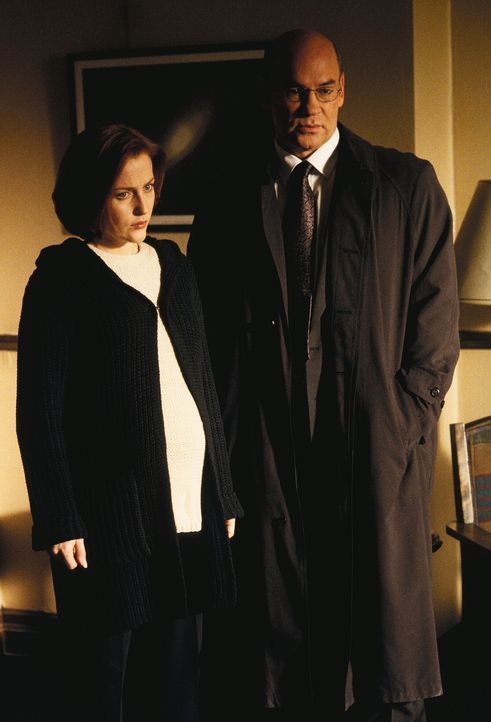 Skinner (Mitch Pileggi, r.) und Scully (Gillian Anderson, l.) erfahren, dass Mulder die Festplatte von Salts Laptop aus der Asservatenkammer des FBI... - Bildquelle: TM +   2000 Twentieth Century Fox Film Corporation. All Rights Reserved.