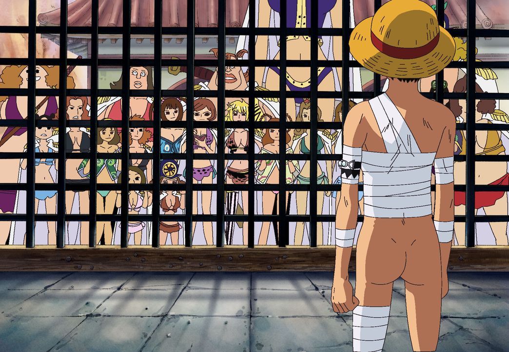 Ruffy erwacht im Gefängnis der Fraueninsel Amazon Lily, nachdem er von den A... - Bildquelle: Eiichiro Oda/Shueisha, Toei Animation