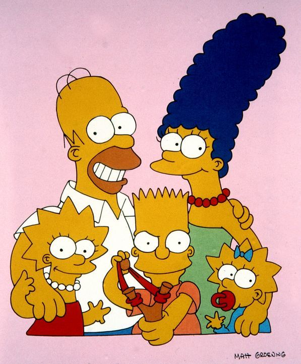 (4. Staffel) - Die Simpsons, eine etwas andere amerikanische Familie: Vater Homer (2.v.l.), Mutter Marge (2.v.r.), Lisa (l.), Bart (M.) und Maggie (... - Bildquelle: und TM Twentieth Century Fox Film Corporation - Alle Rechte vorbehalten