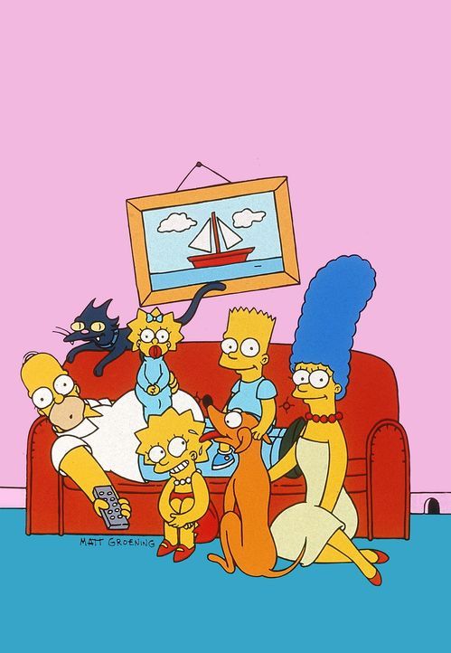 (14. & 15. Staffel) - Gemeinsam ist die Familie Simpsons unschlagbar: (v.l.n.r.) Homer, Kater Schneeball, Maggie, Lisa, Bart, Hund Knecht Ruprecht u... - Bildquelle: und TM Twentieth Century Fox Film Corporation - Alle Rechte vorbehalten