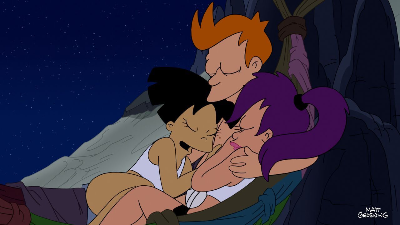 Amy (l.), Fry und Leela (r.) sind auf einem Planeten abgestürzt, auf dem es nur Mineralien gibt ... - Bildquelle: 2011 Twentieth Century Fox Film Corporation. All rights reserved.