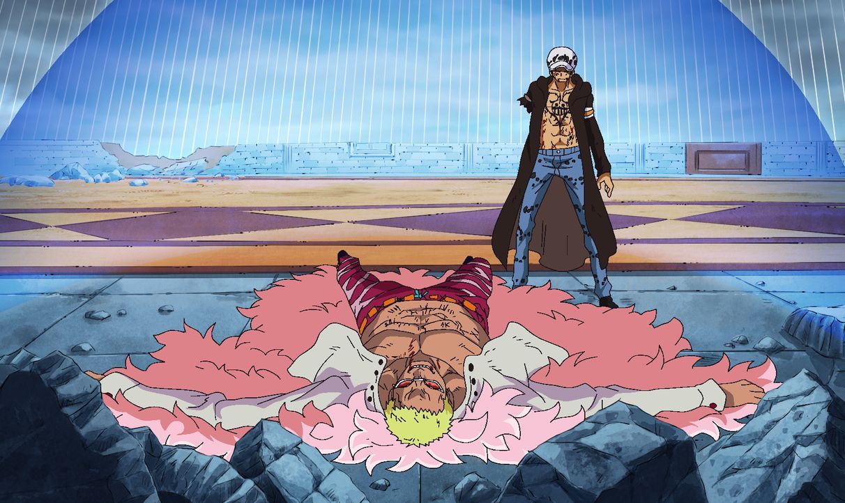 De Flamingo (l.); Trafalgar D. Law (r.) - Bildquelle: Eiichiro Oda/Shueisha, Toei Animation