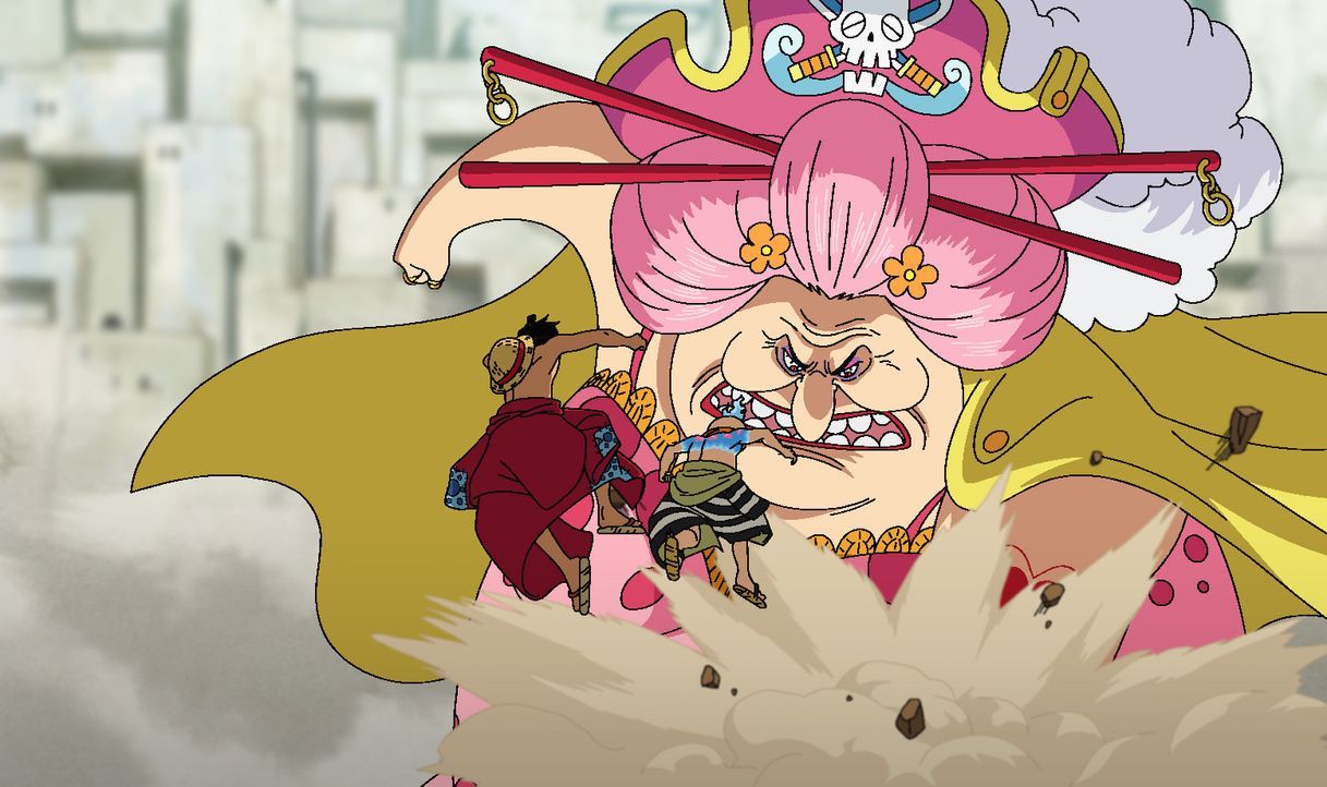 Big Mom richtet ihren vollen Zorn auf Ruffy, der die Süßbohnensuppe aufgeges... - Bildquelle: © Eiichiro Oda / Shueisha, Toei Animation