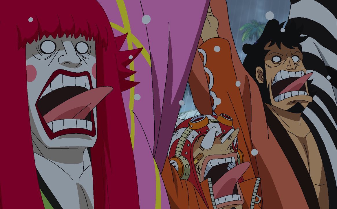 (v.l.n.r.) Kanjuro; Lysop; Kinemon - Bildquelle: Eiichiro Oda/Shueisha, Toei Animation