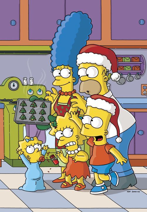 (16. Staffel) - Die chaotische Familie Simpson: Marge (hinten l.), Homer (hinten r.), Lisa (vorne M.), Bart (vorne r.), Maggie (vorne l.) ... - Bildquelle: © und TM Twentieth Century Fox Film Corporation - Alle Rechte vorbehalten