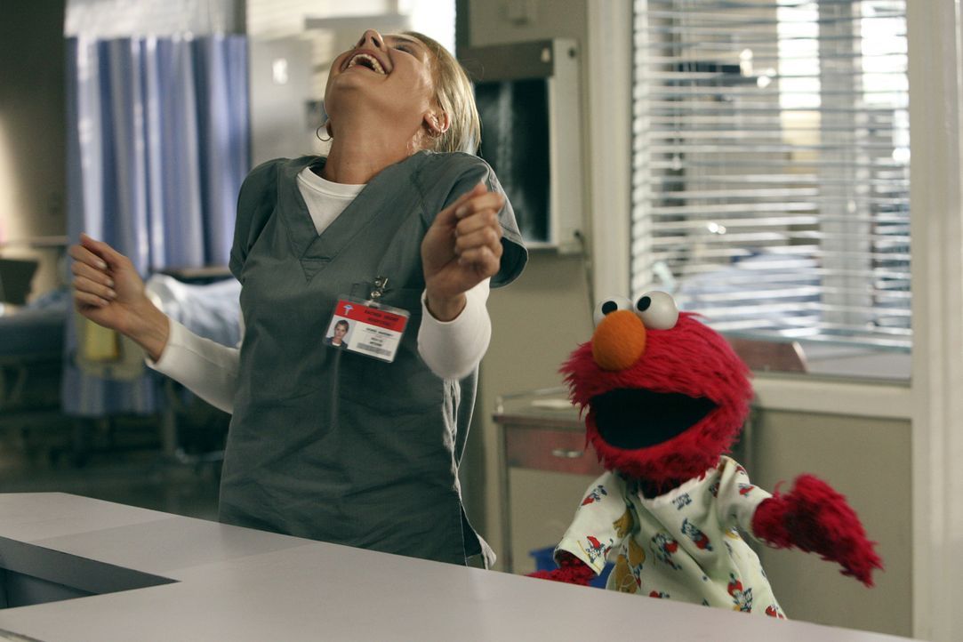 Haben Spaß miteinander: Dr. Denise Mahoney (Eliza Coupe, l.) und Elmo (r.) ... - Bildquelle: Touchstone Television