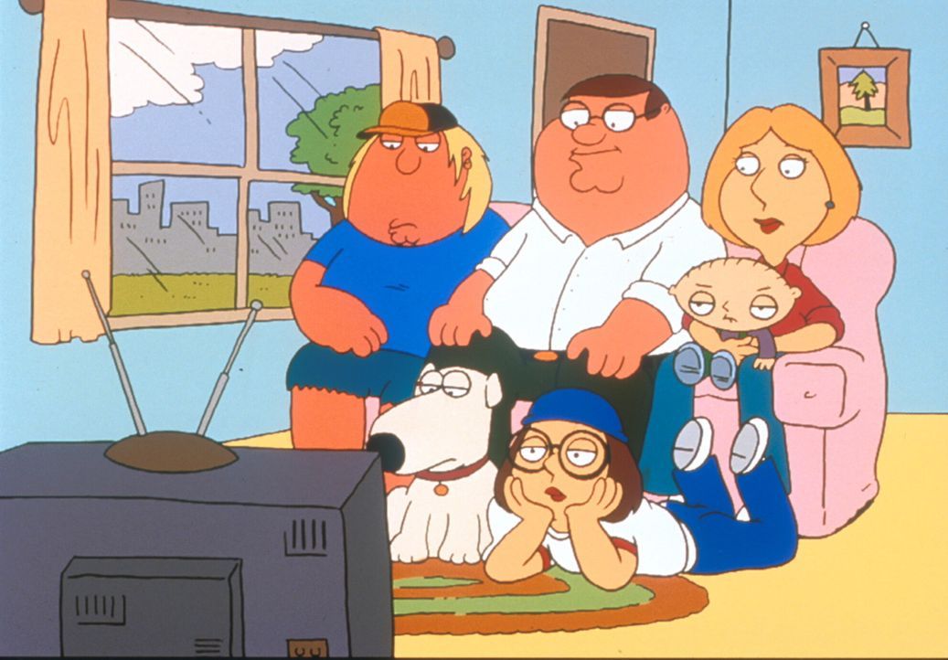(2. & 3. Staffel) - (v.l.n.r.) Die Mittelklasse-Familie: Chris, Brian, Peter, Meg, Stewie und Lois Griffin sind eine fernsehbesessene Familie. - Bildquelle: TM +   1998 Twentieth Century Fox Film Corp. All Rights Reserved.