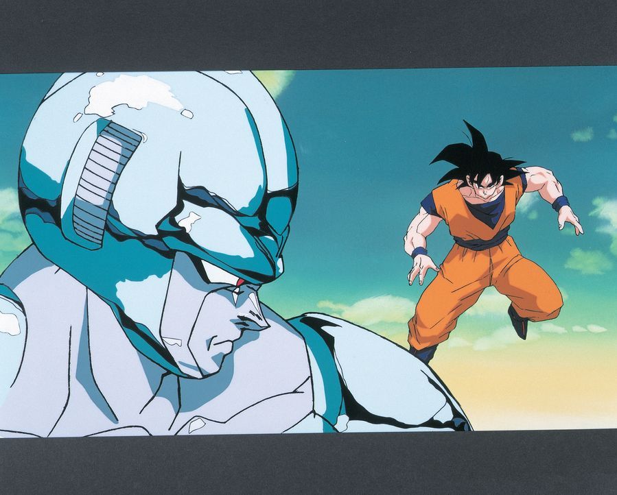(v.l.n.r.) Metall-Cooler; Son Goku - Bildquelle: 1992 TOEI ANIMATION CO., LTD.