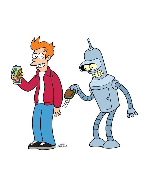 (10. Staffel) - Auch Fry (l.), seinen besten Freund und Mitbewohner, bestielt der Roboter Bender (r.) regelmäßig ... - Bildquelle: 2010 Twentieth Century Fox Film Corporation. All rights reserved.