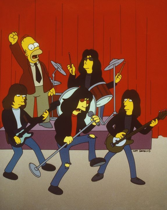 Stolz präsentiert Homer (l.) seinem Chef Mr. Burns zum Geburtstag die berühmte Band "Ramones". - Bildquelle: und TM Twenthieth Century Fox Film Corporation - Alle Rechte vorbehalten