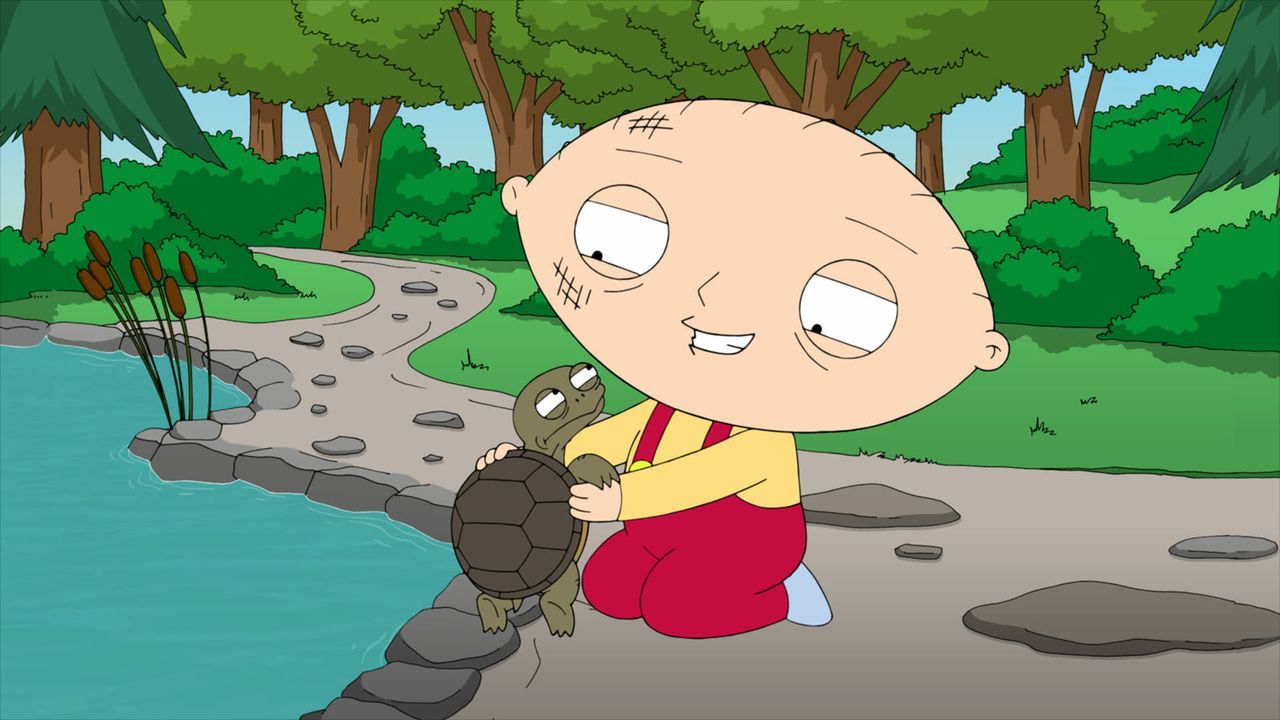 Stewie (r.) findet eine Schildkröte (l.), die er als Haustier behalten möchte. Doch leider ist das Tier extrem bösartig ... - Bildquelle: 2013 Twentieth Century Fox Film Corporation. All rights reserved.