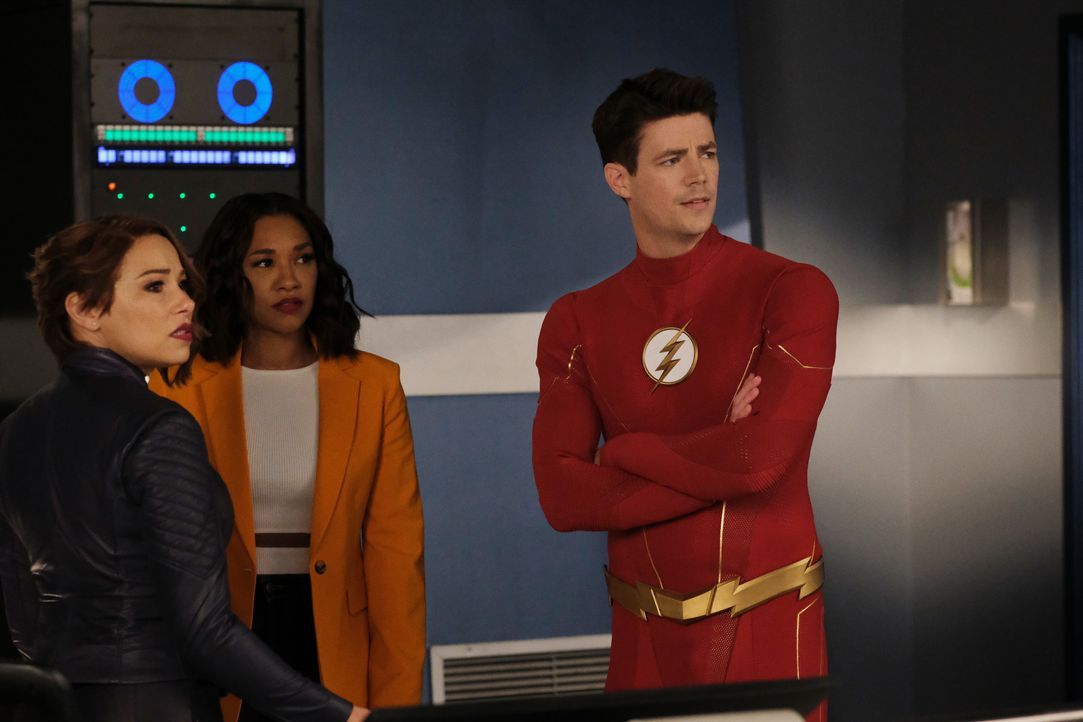 (v.l.n.r.) XS (Jessica Parker Kennedy); Iris West-Allen (Candice Patton); The Flash (Grant Gustin) - Bildquelle: Warner Bros. Entertainment Inc. All Rights Reserved.