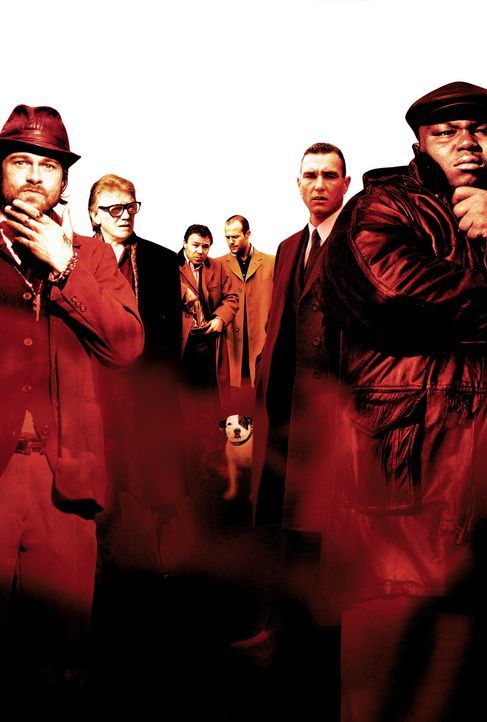 Snatch - Schweine und Diamanten: (v.l.n.r.) Mickey (Brad Pitt), Brick Top (Alan Ford), Tommy (Stephen Graham), Turkish (Jason Statham), Bullet Tooth... - Bildquelle: 2003 Sony Pictures Television International. All Rights Reserved.