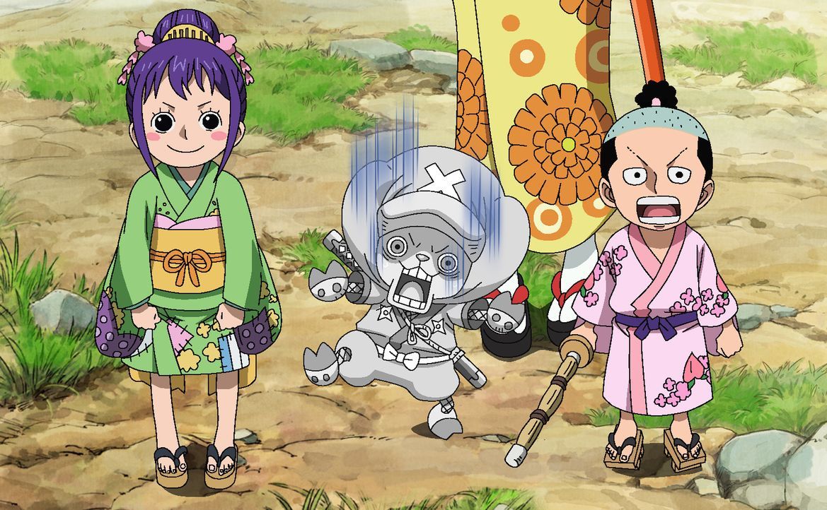 Komurasaki stellt sich mutig zwischen Orochi und Toko. Der Shogun ist deshal... - Bildquelle: © Eiichiro Oda / Shueisha, Toei Animation