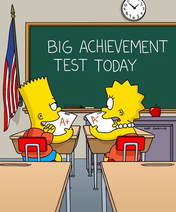 Bart (l.) schneidet bei einem Grundschulleistungstest so schlecht ab, dass er in die dritte Klasse zurückgestuft wird. Lisa (r.) hingegen so gut, da... - Bildquelle: © TWENTIETH CENTURY FOX FILM CORPORATION