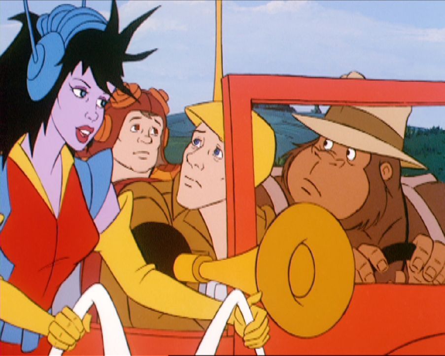 Jake Kong Jr., Eddie Spencer Jr. und der Affe Tracy nehmen zusammen mit ihre... - Bildquelle: © 1986 The Sleepy Kid Company Ltd, a DreamWorks Animation company. All Rights Reserved.