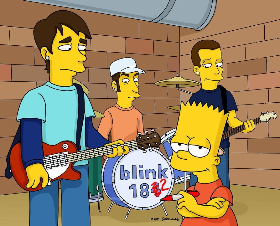 Bart (vorne r.) mit seinen neuen Freunden von Blink 182 ... - Bildquelle: © TWENTIETH CENTURY FOX FILM CORPORATION