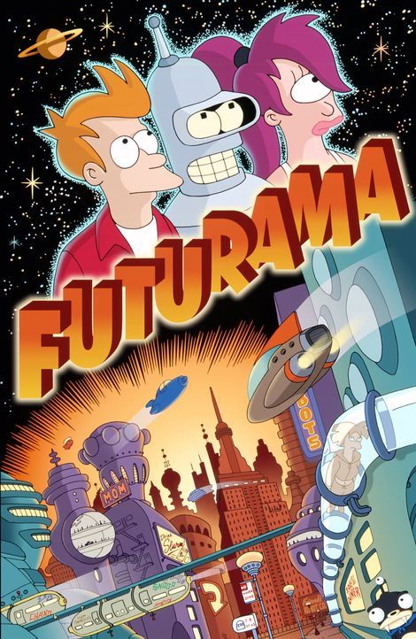 (6. Staffel) - Fry (l.) erkundet mit seinen Freunden Leela (r.) und Roboter Bender (M.) die unendlichen Weiten des Universums. - Bildquelle: und TM Twenthieth Century Fox Film Corporation - Alle Rechte vorbehalten