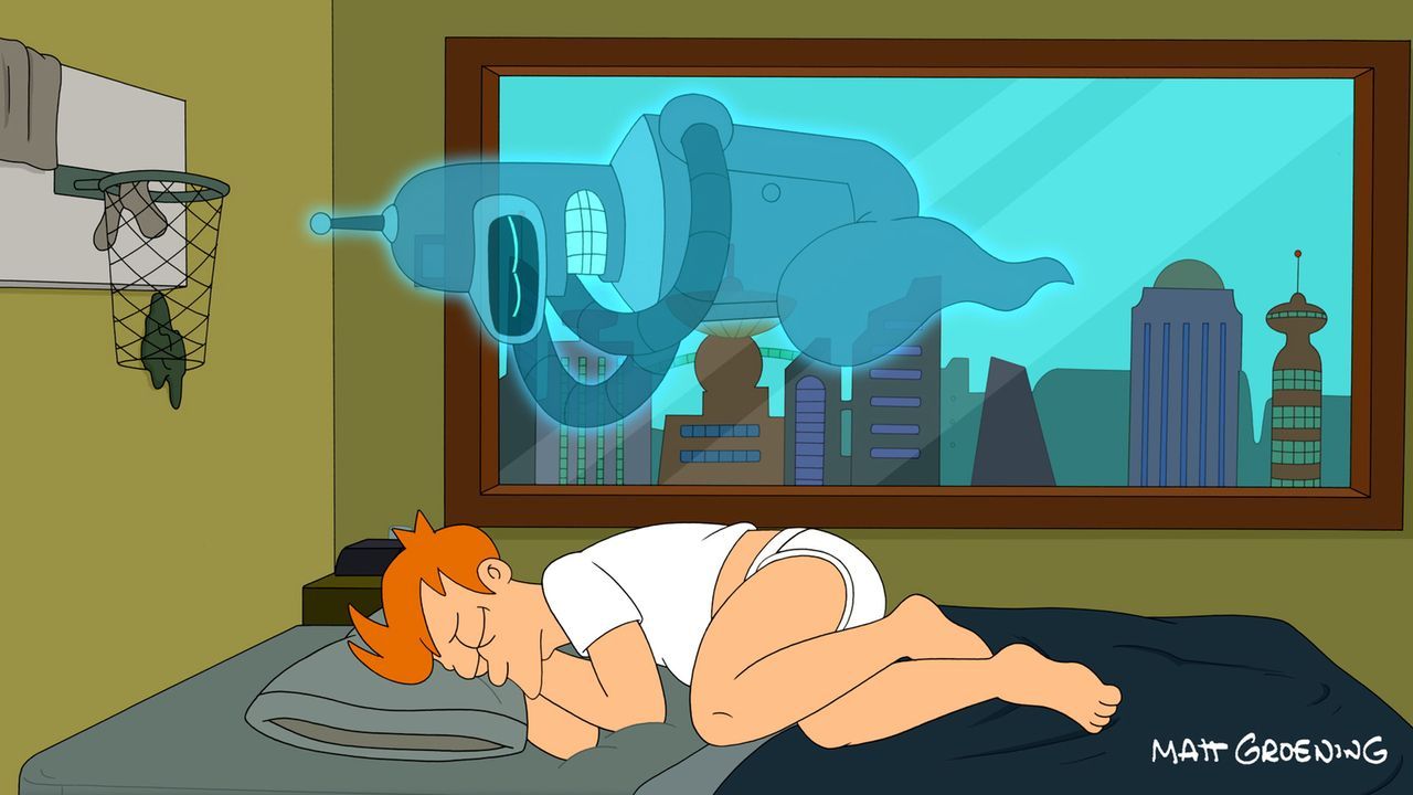 Bender versucht als Geist mit allen Mitteln, Fry durch einen Schock zu Tode zu bringen, was ihm auch fast  gelingt. - Bildquelle: 2011 Twentieth Century Fox Film Corporation. All rights reserved.