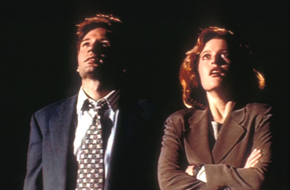 (4. Staffel) - Mit der Aufklärung ungewöhnlicher Ereignisse, den so genannten X-Akten, sind die FBI-Agenten Fox Mulder (David Duchovny, l.) und Dana... - Bildquelle: TM +   Twentieth Century Fox Film Corporation. All Rights Reserved.
