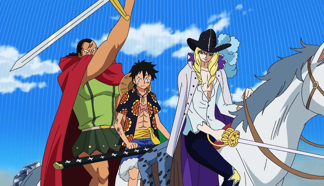 (v.l.n.r.) Kyros; Ruffy; Cavendish - Bildquelle: Eiichiro Oda/Shueisha, Toei Animation